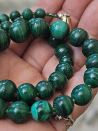 Collana vintage Malachite vera pietra