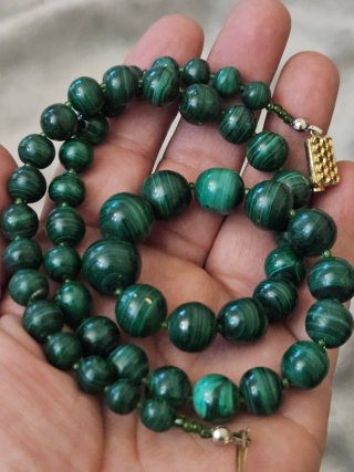 Collana vintage Malachite vera pietra