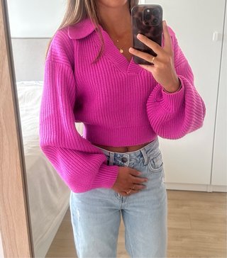 Jersey fucsia crop top