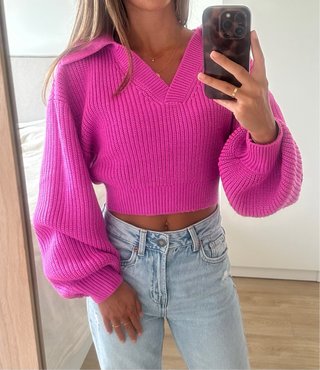 Jersey fucsia crop top