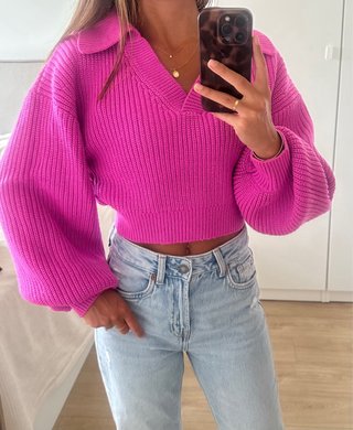 Jersey fucsia crop top