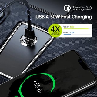 Caricatore auto rapido Omars USB C e USB A