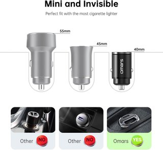 Caricatore auto rapido Omars USB C e USB A