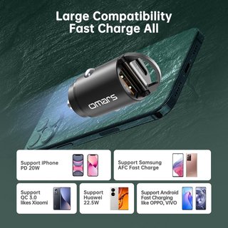 Caricatore auto rapido Omars USB C e USB A