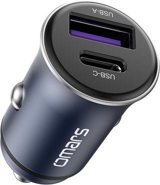 Caricatore auto rapido Omars USB C e USB A