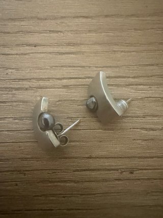 Pendientes Vintage Plata Perla Oscura