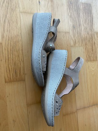 Sandalias Riposella Talla 40 Beige Pie Ancho