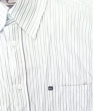 Camisa Quiksilver Talla L Rayas Azules y Beige