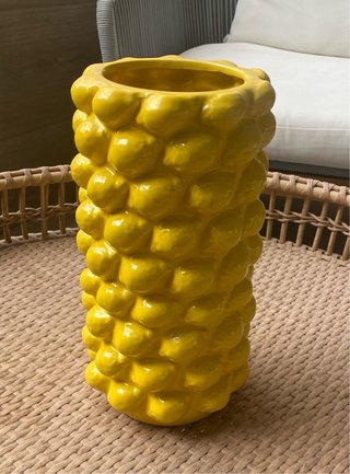 Jarrón Cerámica Amarillo Texturizado
