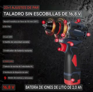 Taladro Atornillador Inalámbrico  (2 Baterías)