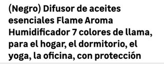 Difusor Aceites Esenciales Flame Negro