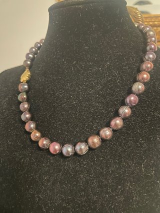 Collar Perlas Grises y Oro 18k