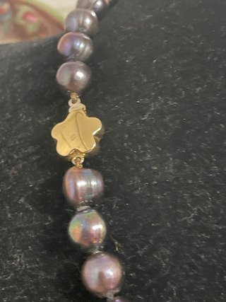Collar Perlas Grises y Oro 18k