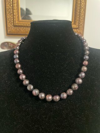 Collar Perlas Grises y Oro 18k