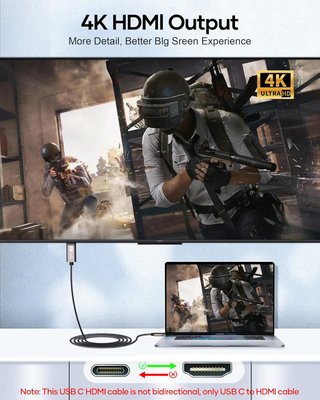 Cable USB-C a HDMI 4K compatible MacBook Galaxy