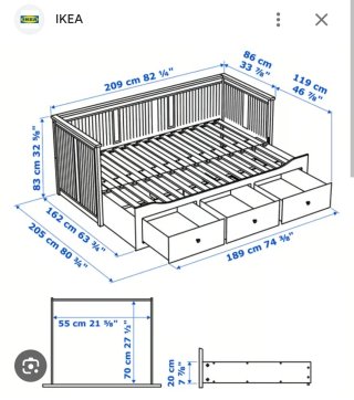 Cama Ikea Hemnes 80x200cm con 3 cajones