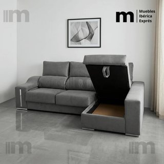 Sofá chaise longue beige tela