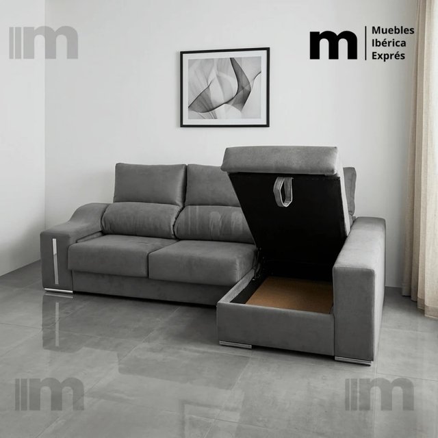 Sofá chaise longue beige tela