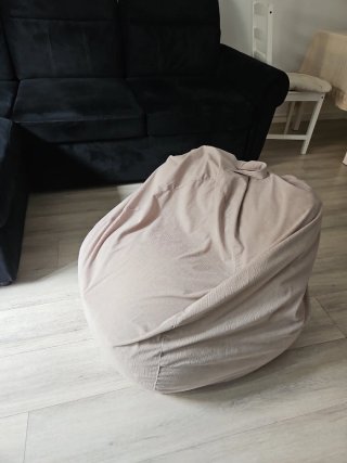 Puf de salón corduroy beige/gris