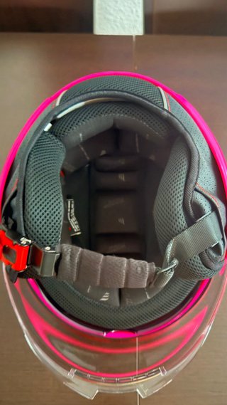 Casco de moto rosa estilo scooter Talla M