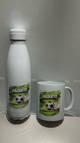 Botella de agua temática de fútbol