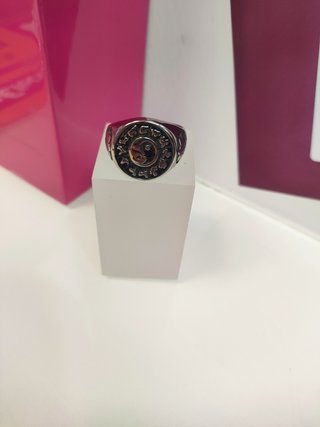 Anillo acero plateado con simbolo de yin y yang T27