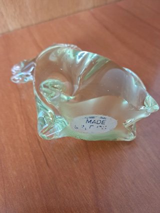 Caballo de cristal soplado verde años 80