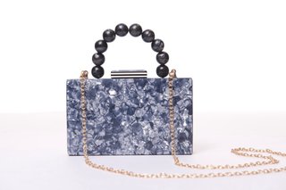 Bolso Clutch Fiesta Azul y Dorado