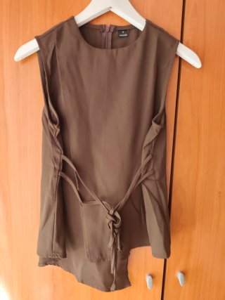 Conjunto traje pantalón y top marrón Talla S
