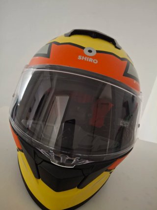 Casco integral Shiro Raptor Negro Naranja Amarillo