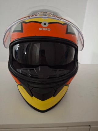 Casco integral Shiro Raptor Negro Naranja Amarillo