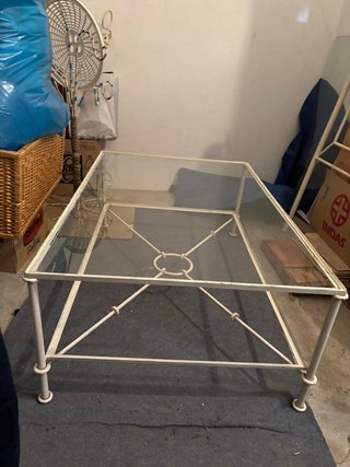 Mesa de centro cristal y metal