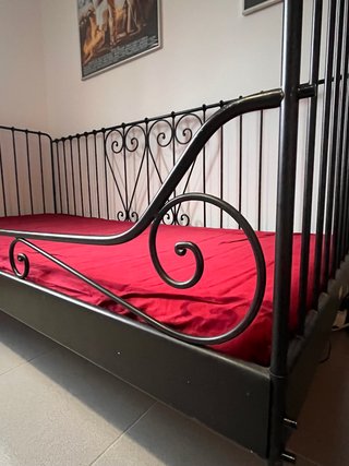 Cama individual negra metalica 90 x 200