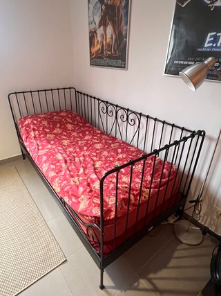 Cama individual negra metalica 90 x 200