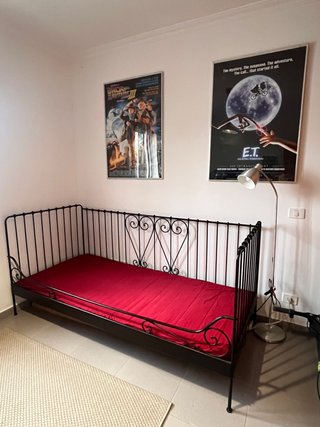 Cama individual negra metalica 90 x 200