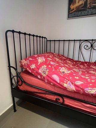 Cama individual negra metalica 90 x 200