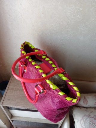 Borsa Versace vintage fucsia e lime