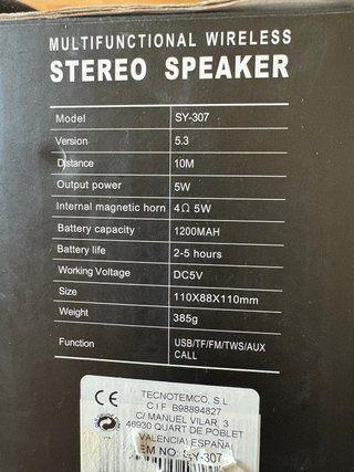 Altavoz SY-307 Inalámbrico con Luces RGB
