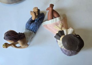 2 Figuras Cerámica Vintage Niñas