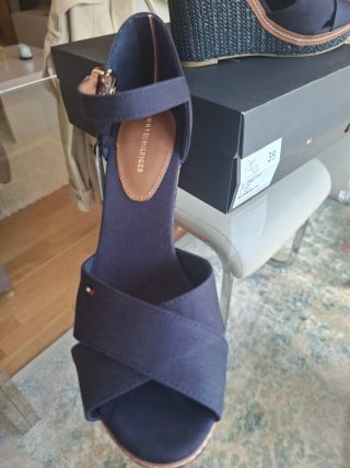Sandalias Tommy Hilfiger Cuña Azul Marrón