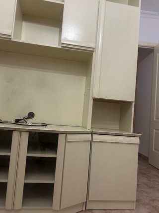 Mueble modular de salón con vitrina y almacenaje