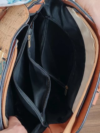 Bolso de mano y hombro con estampado, de corcho