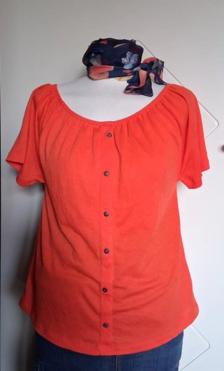 Blusa donna arancione misto cotone