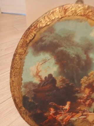 Quadro olio su tavola dorato anni '80