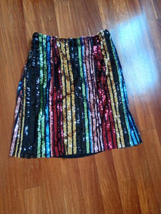 Falda lentejuelas rayas multicolor talla única