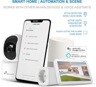 NIVIAN cámara vigilancia interior 360 WiFi