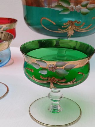Set 7 Coppette Macedonia Murano Vintage