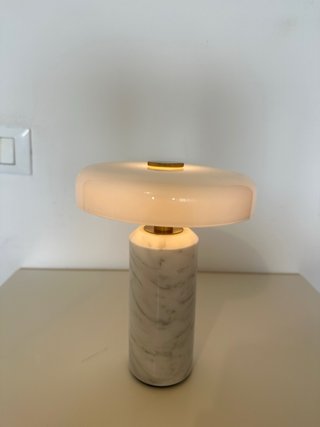 Lampada da Tavolo Ricaricabile Minimal Marmo-Vetro
