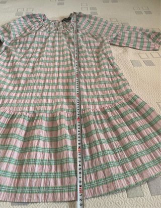 Vestido Primark cuadros rosa y verde Talla S