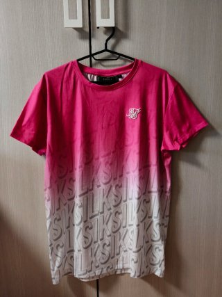 Camiseta SikSilk Hombre Rosa y Blanca